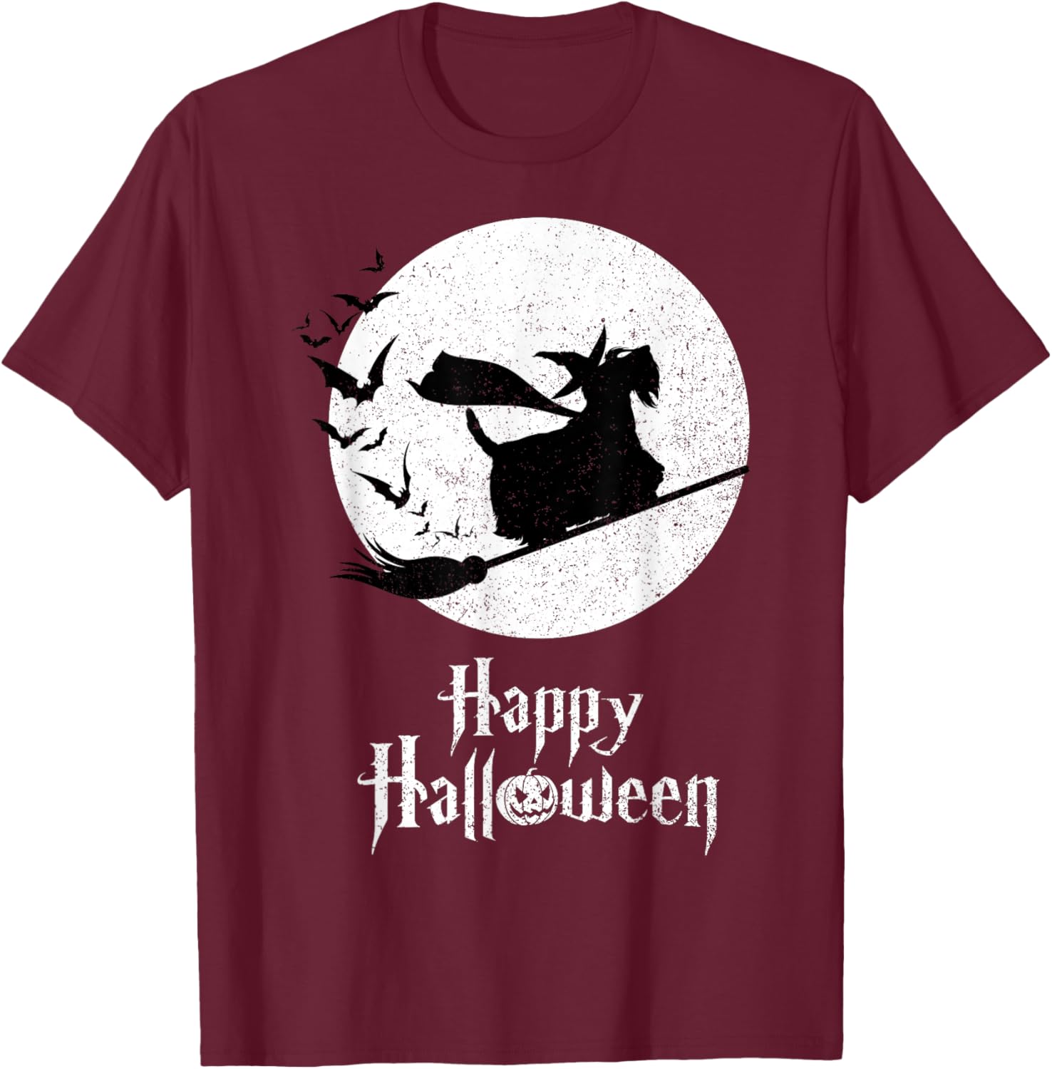 Funny Halloween Costume Witch SCOTTIE Dog Lover Gift Women Kids T-Shirt - T-Shirt | Maroon