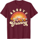 Groovy Granny Retro Rainbow Colorful Flowers Design Grandma T-Shirt - T-Shirt | Maroon