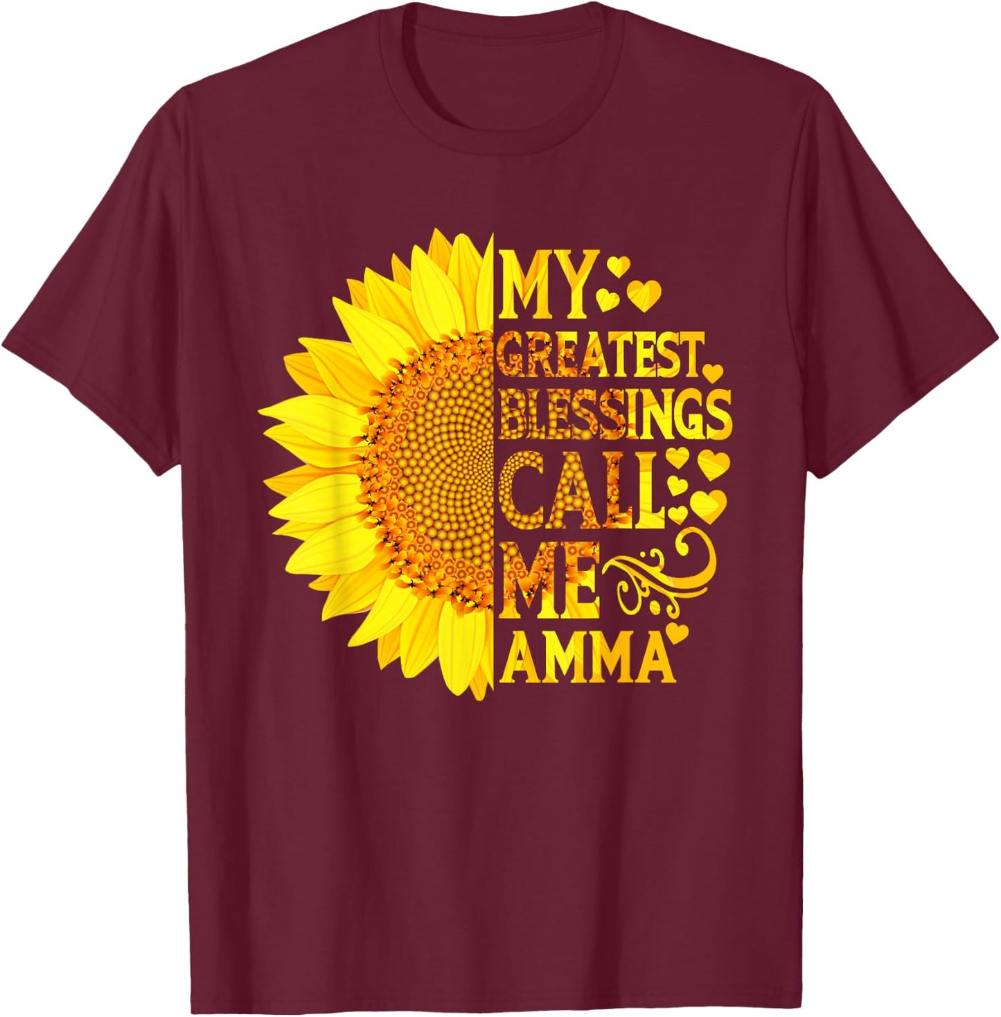 My Greatest Blessings Call Me Amma Shirt Funny Mother's Day T-Shirt - T-Shirt | Maroon