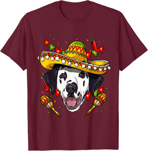 Cinco de Mayo Dalmatian Men Women Kids Sombrero T-Shirt - T-Shirt | Maroon