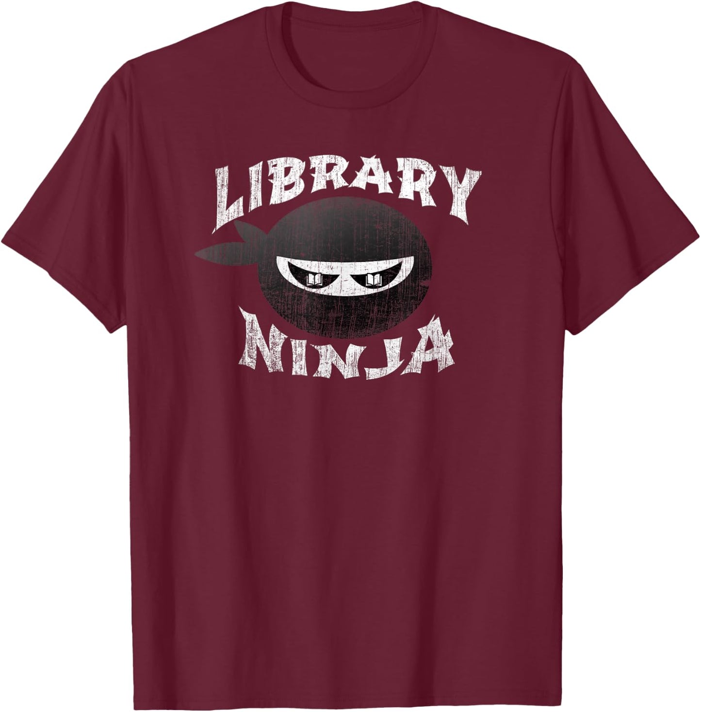 Ninja Librarian Multitasking School Library Masked T-Shirt - T-Shirt | Maroon