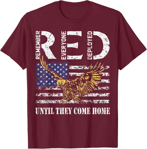 On Friday We Wear Red Retro American Flag Eagle RED Friday T-Shirt - T-Shirt | Maroon