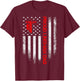 Vintage USA American Flag Proud Lineman Dad Distressed Funny T-Shirt - T-Shirt | Maroon