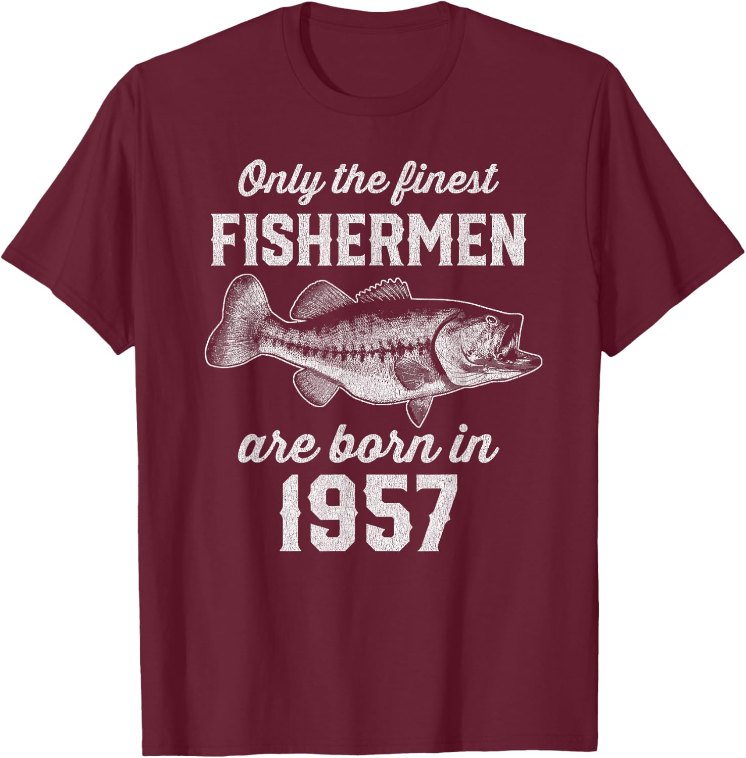 68 Year Old: Fisherman Fishing 1957 68th Birthday T-Shirt - T-Shirt | Maroon
