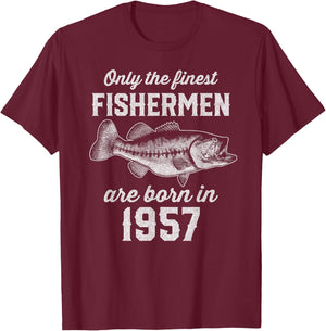 68 Year Old: Fisherman Fishing 1957 68th Birthday T-Shirt - T-Shirt | Maroon