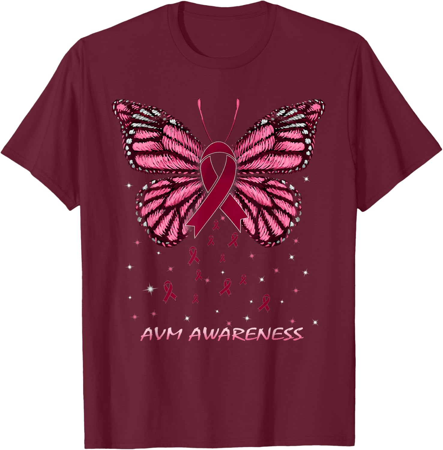 AVM Awareness Butterfly T-Shirt - T-Shirt | Maroon