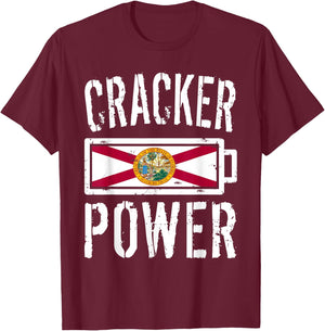 Florida Flag | Cracker Power Battery Proud T-Shirt - T-Shirt | Maroon