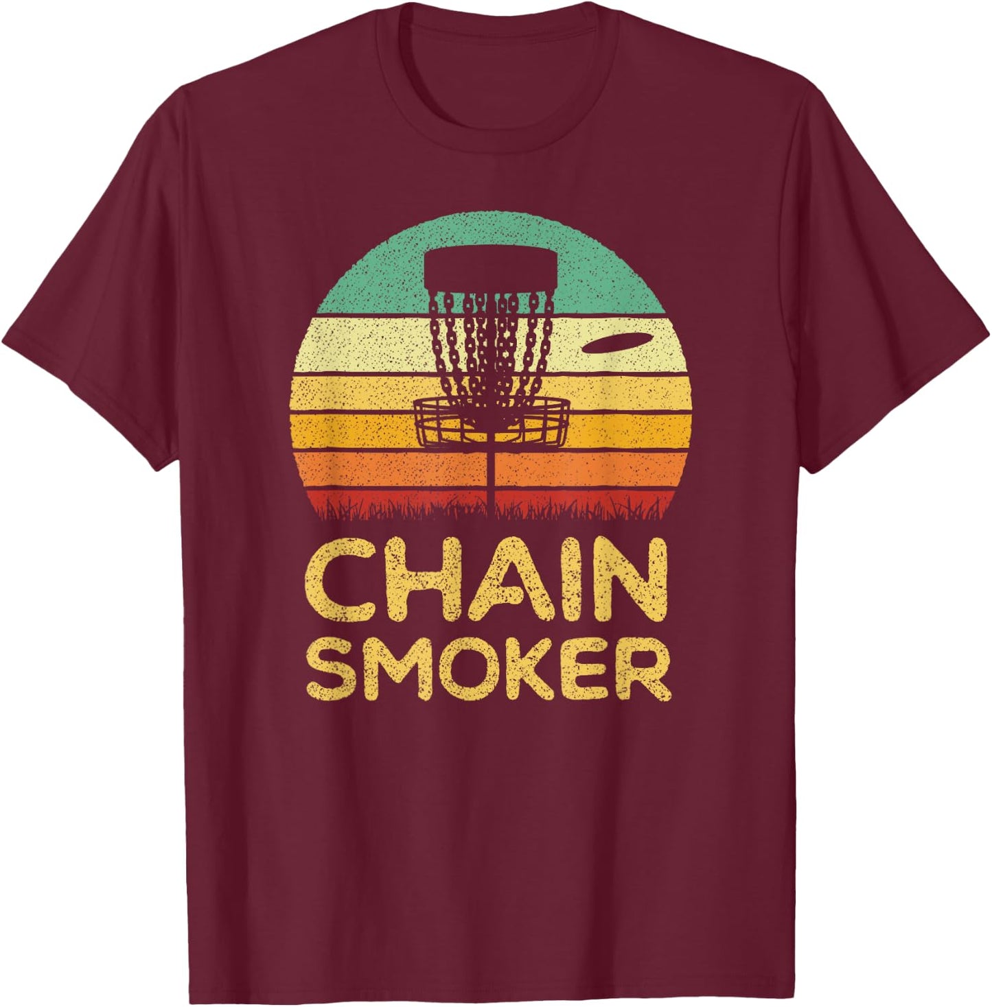Funny Disc Golf Shirt Chain Smoker Golf Men Women Gift T-Shirt - T-Shirt | Maroon