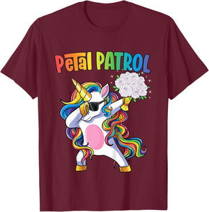 Petal Patrol Shirt Flower Girl Unicorn Girls Wedding T-Shirt - T-Shirt | Maroon