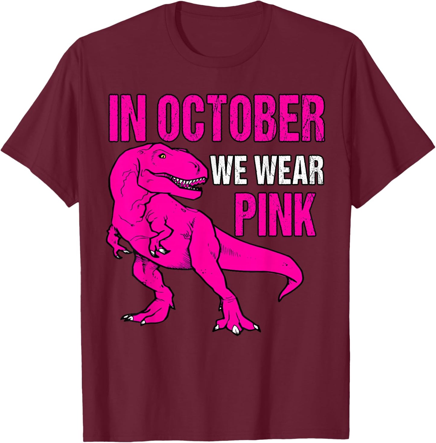 In October We Wear Pink Breast Cancer Awareness Kids Boys T-Shirt - T-Shirt | Maroon