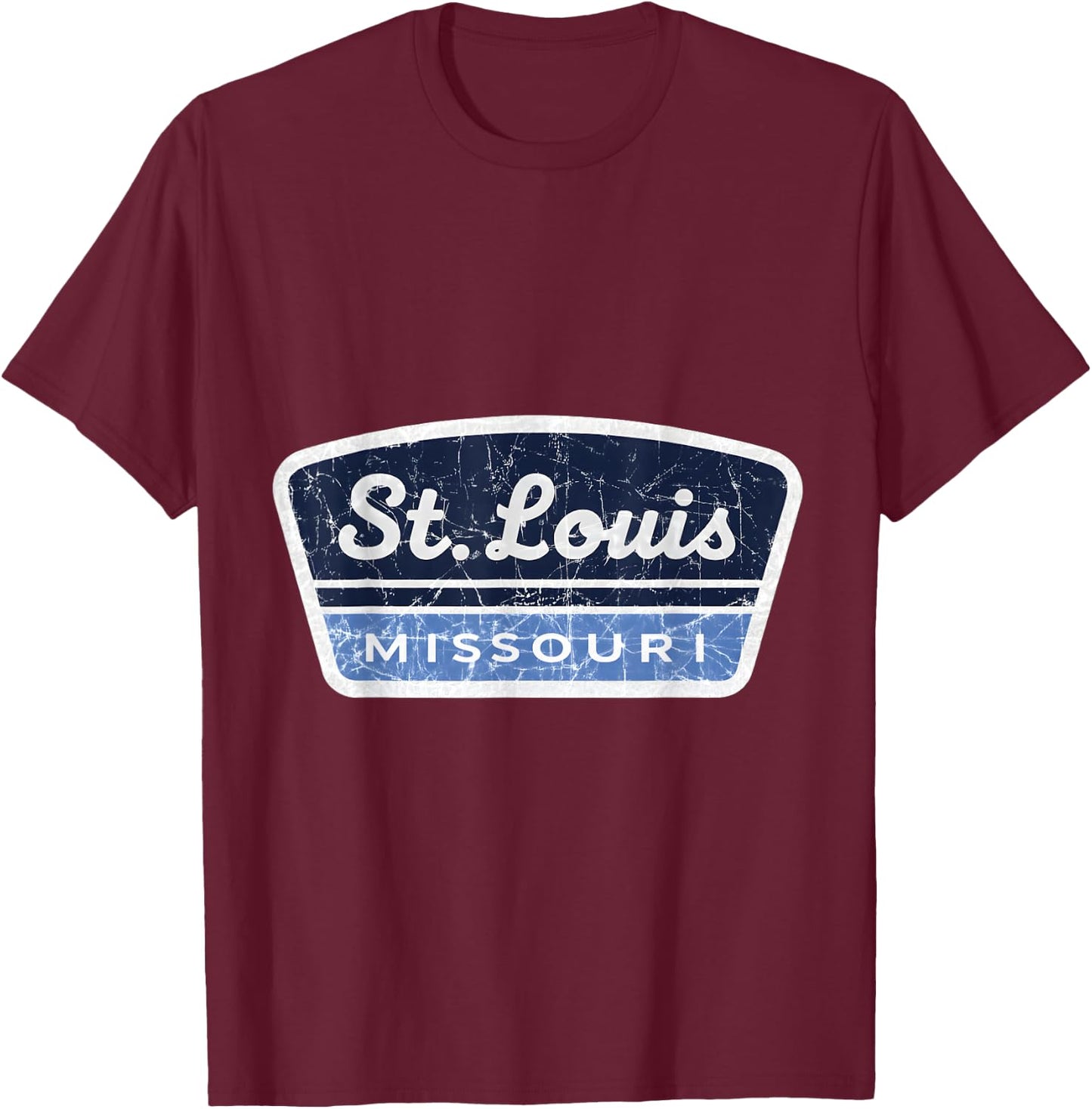 St Louis Missouri Vintage Retro City Travel Badge T-Shirt - T-Shirt | Maroon