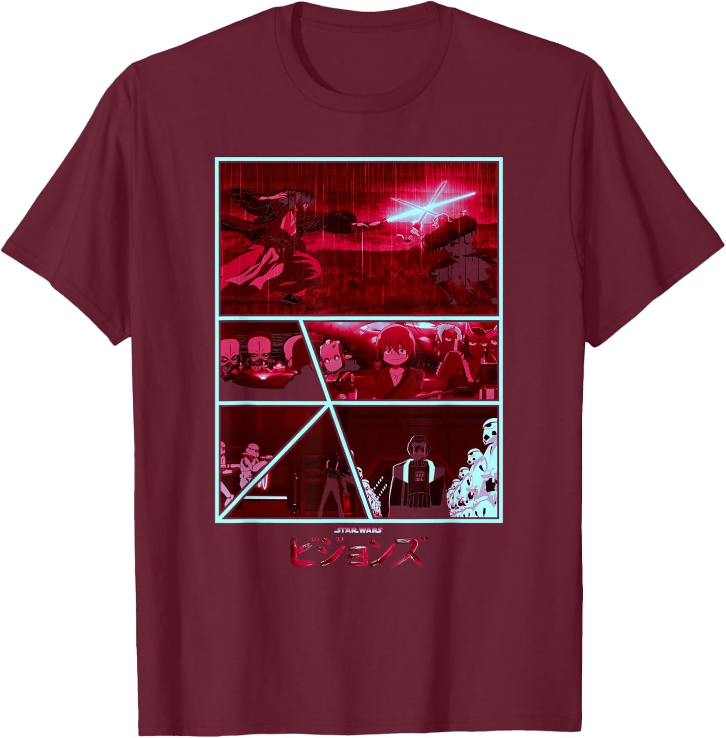 Star Wars Visions Dark Comic Poster T-Shirt - T-Shirt | Maroon