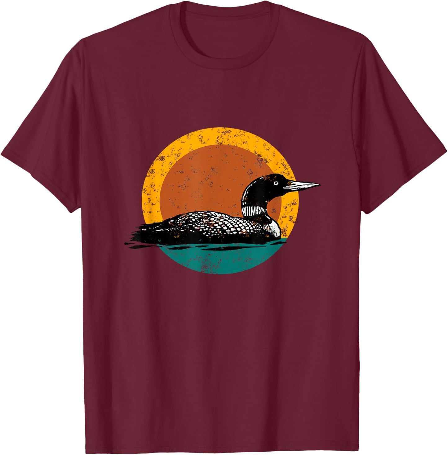 Faded Loon Earthy Design with Retro Colors T-Shirt - T-Shirt | Maroon