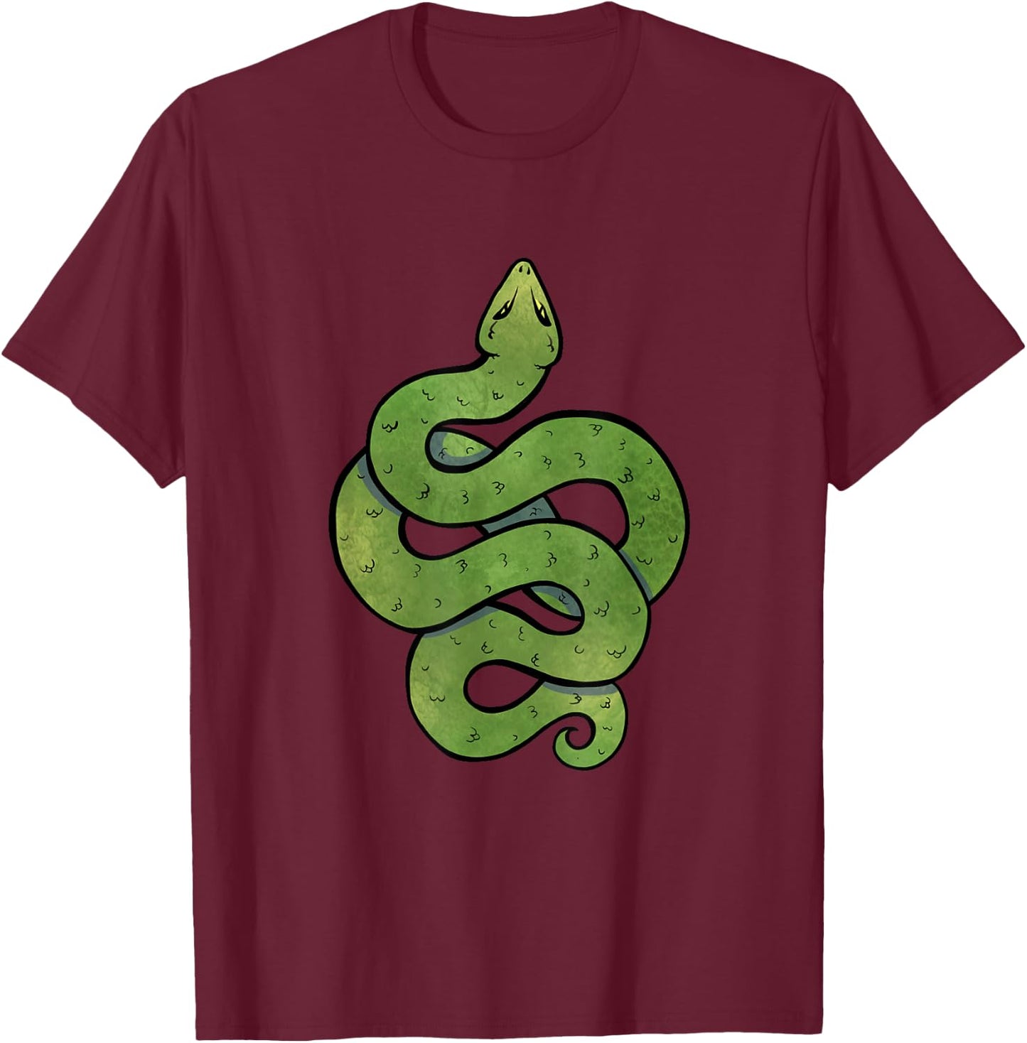 Green Snake Art Snake Symbol T-Shirt - T-Shirt | Maroon