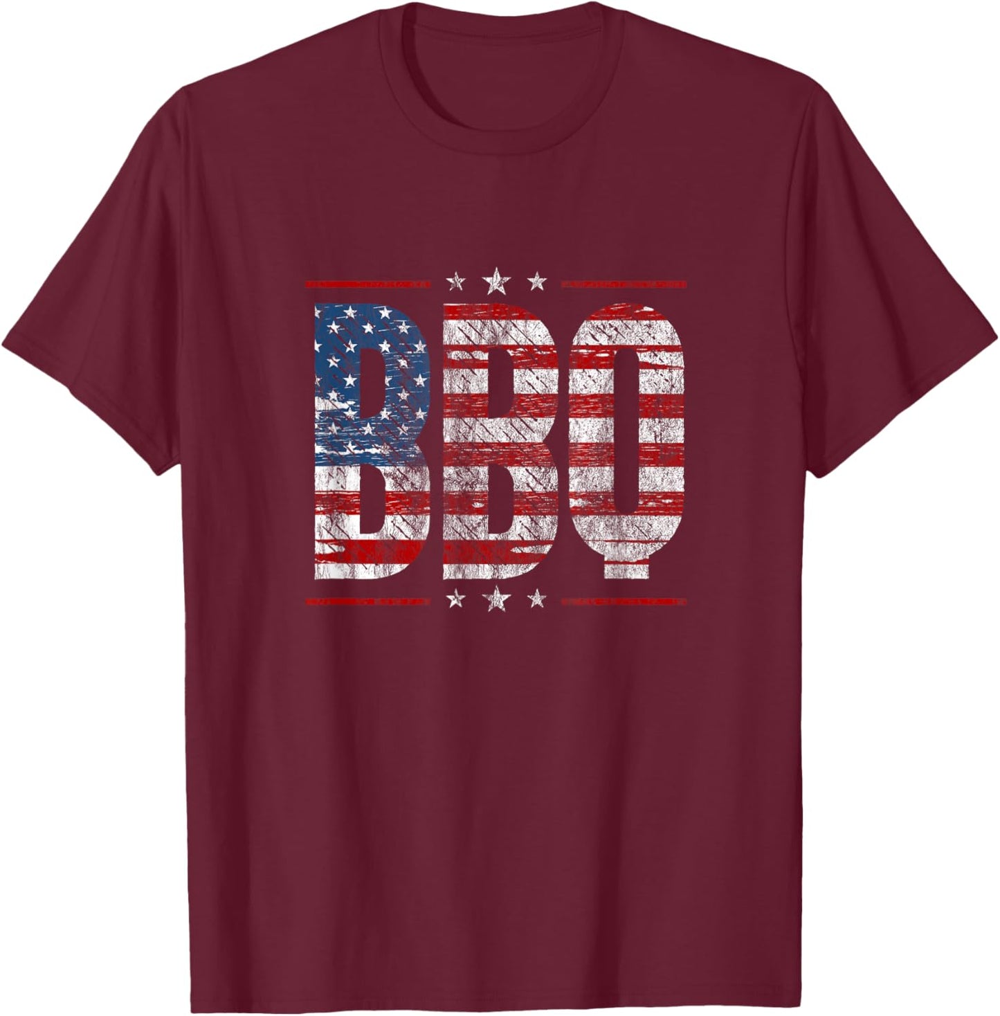 USA Flag BBQ Grill Patriotic American 4th of July Vintage Women Men T-Shirt - T-Shirt | Maroon