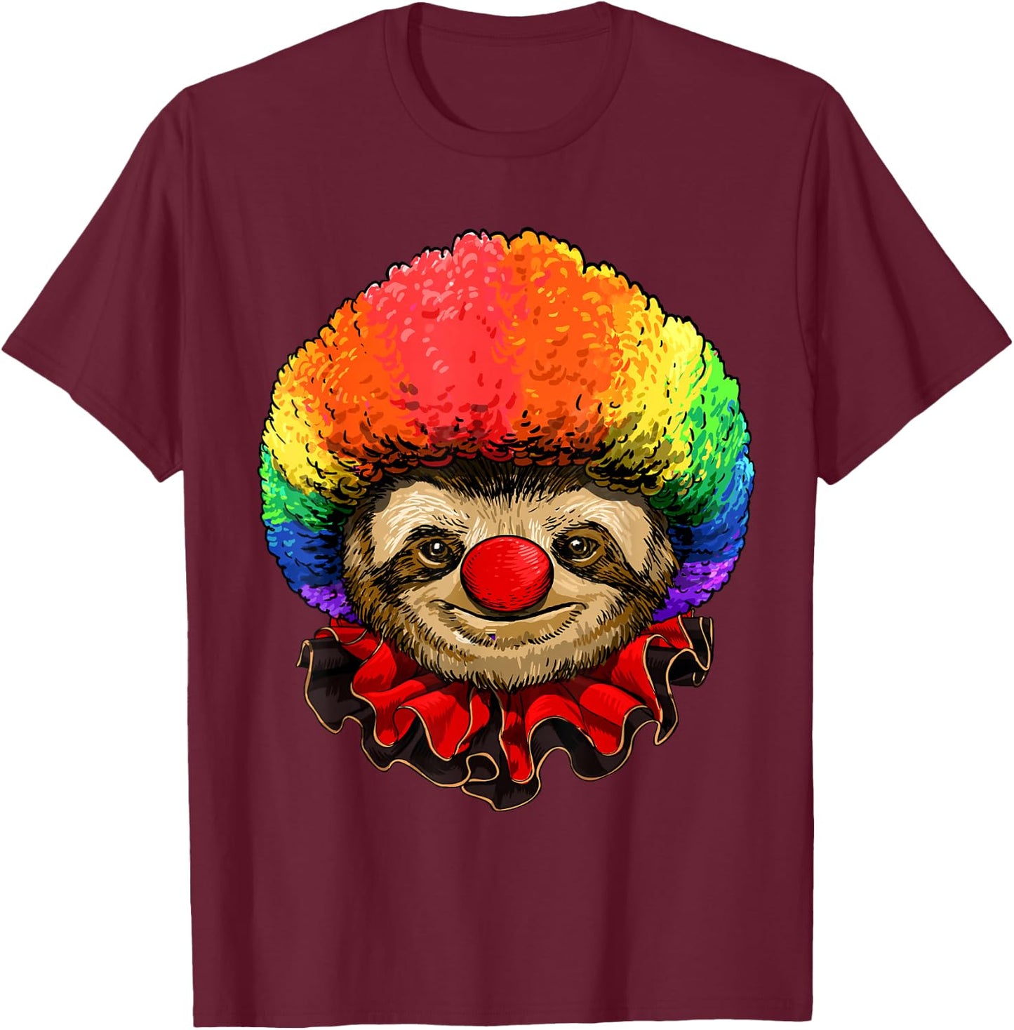Sloth Clown Wildlife Sloth Forest Animal Circus T-Shirt - T-Shirt | Maroon