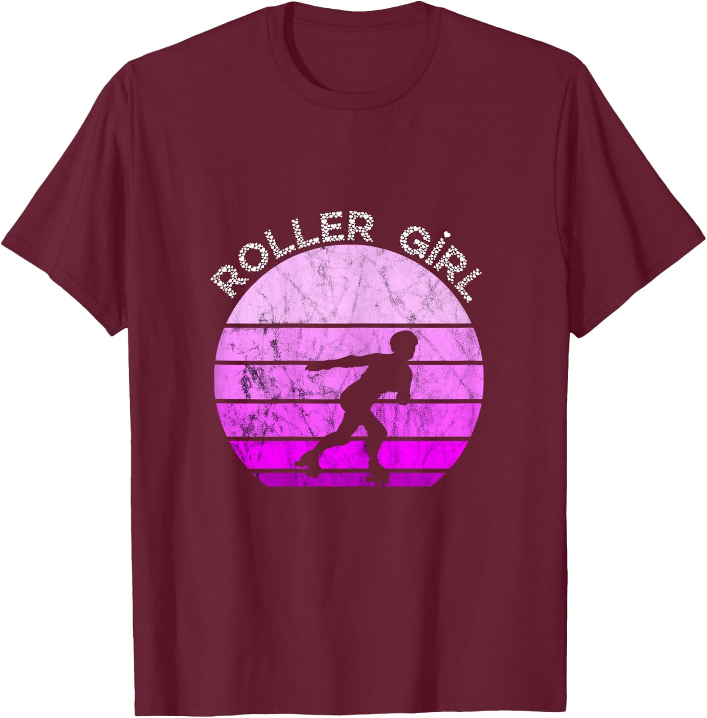 Roller Skates Girls Retro Vintage Roller Skating Inline Skater T-Shirt - T-Shirt | Maroon