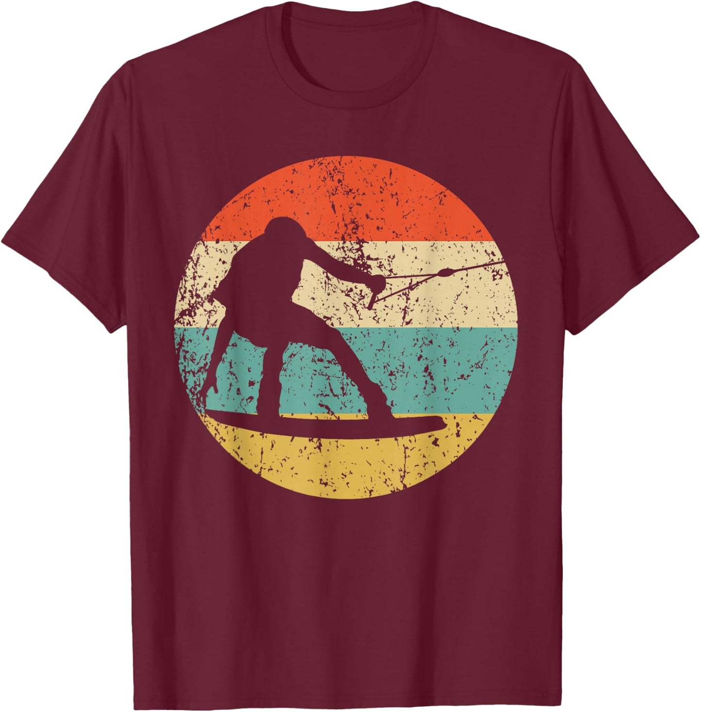 Vintage Retro Style Wakeboarding Retro Wakeboarder T-Shirt - T-Shirt | Maroon