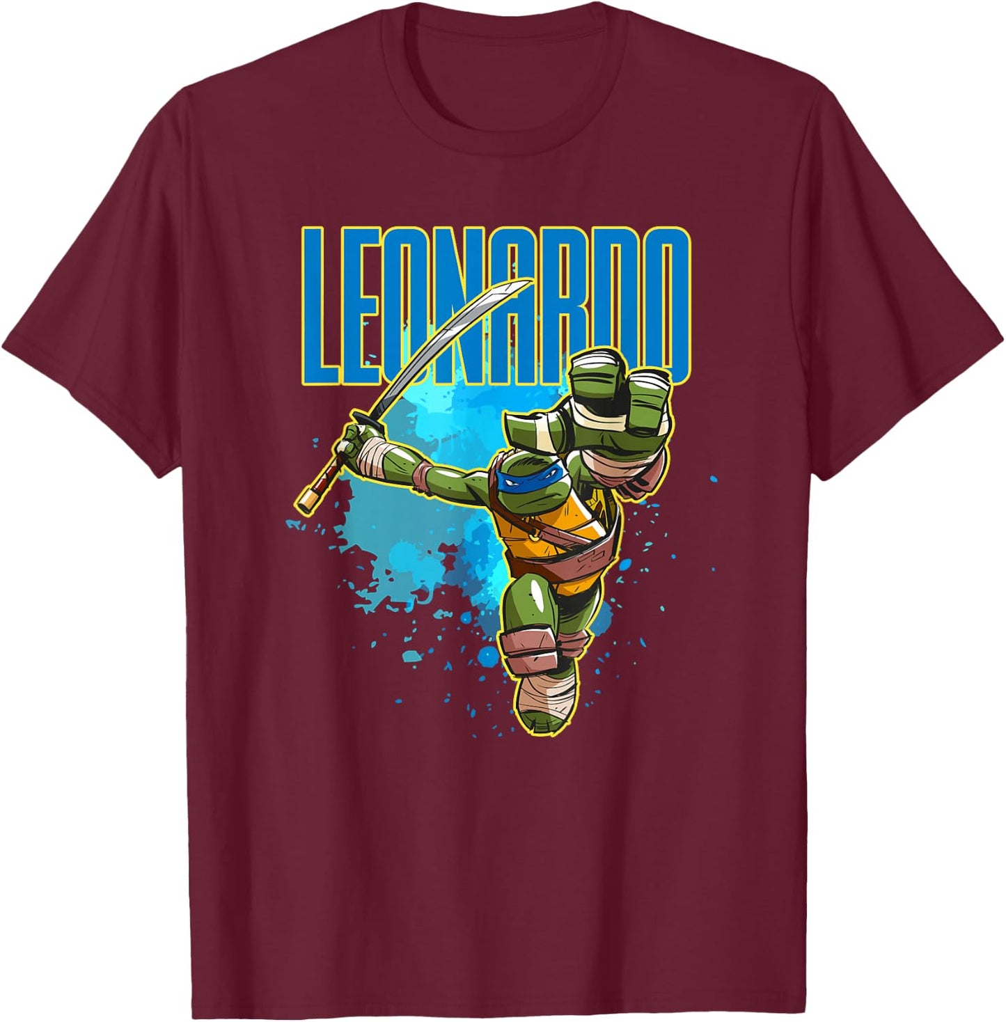 Leonardo - Blue Splatter Paint T-Shirt - T-Shirt | Maroon