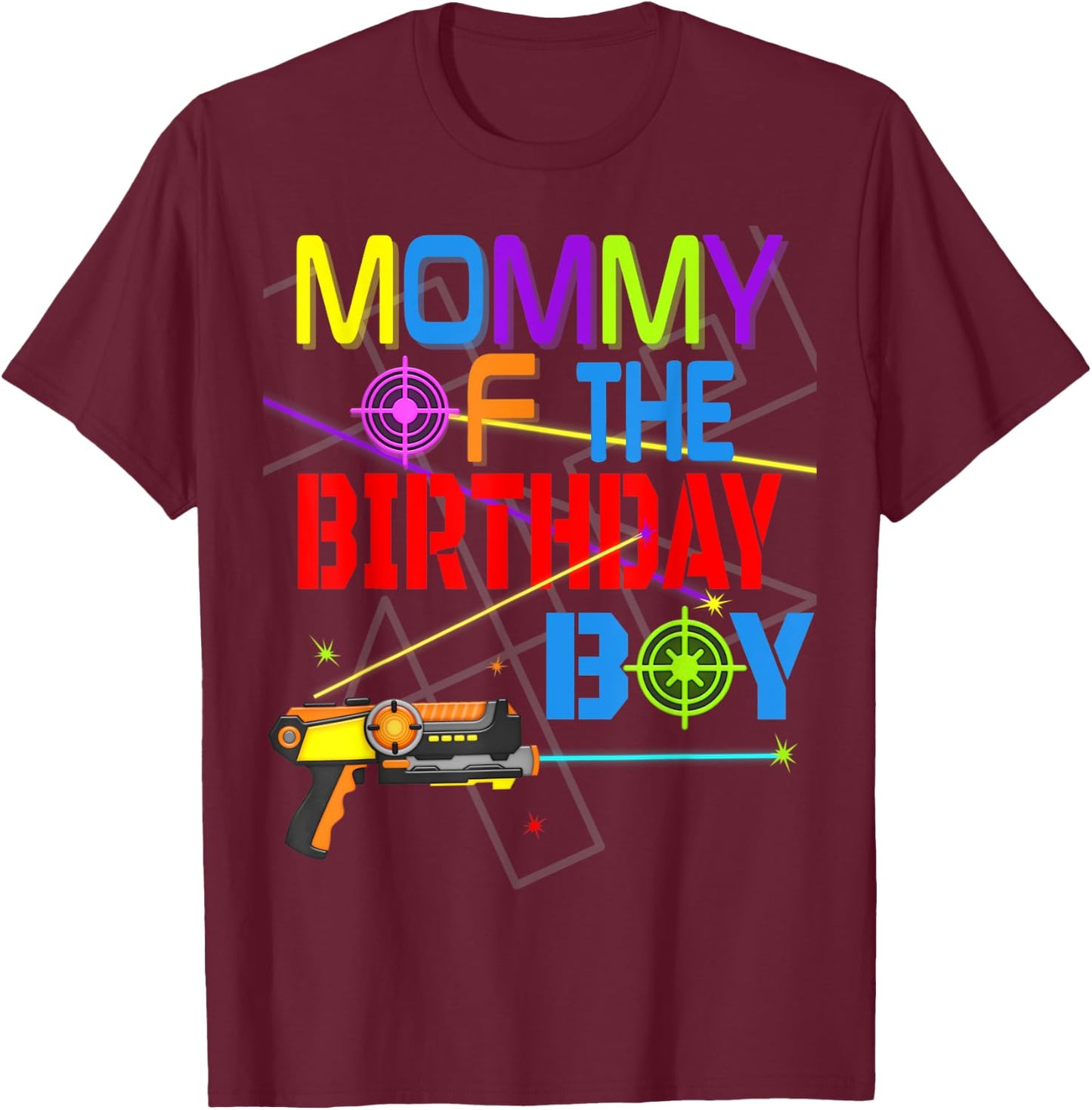 Laser Tag Birthday Party Themed Matching Family T-Shirt - T-Shirt | Maroon