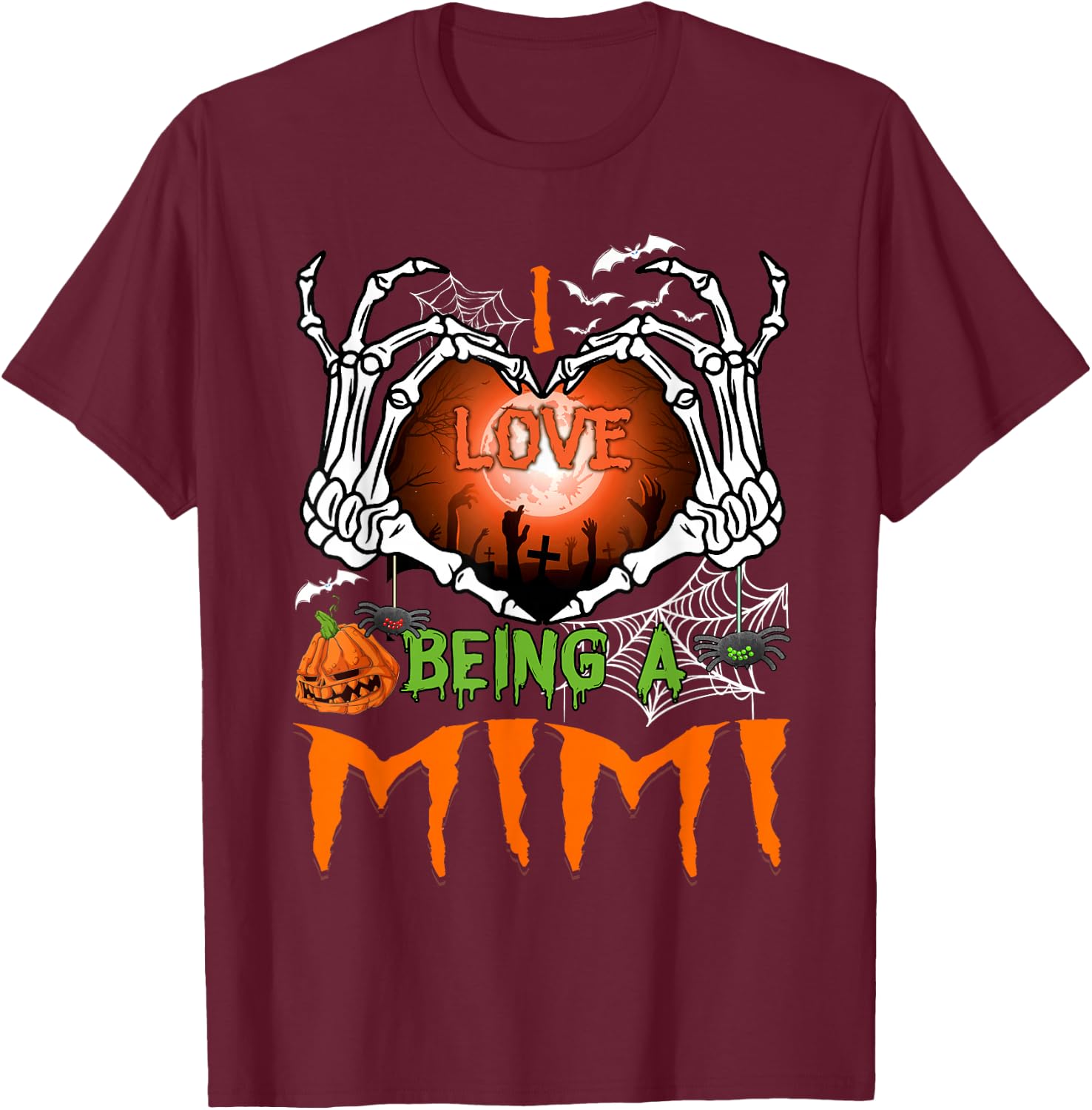 I Love Being A Mimi Spooky Season Halloween T-Shirt - T-Shirt | Maroon