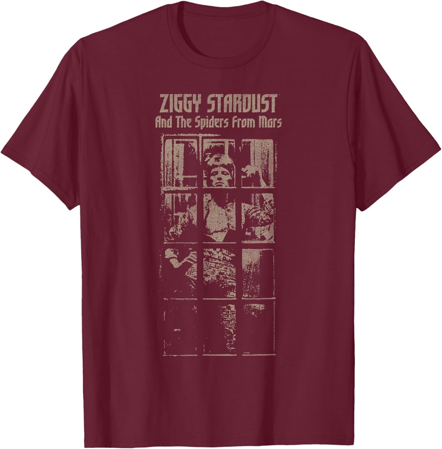 David Bowie - And The Spiders From Mars Faded T-Shirt - T-Shirt | Maroon