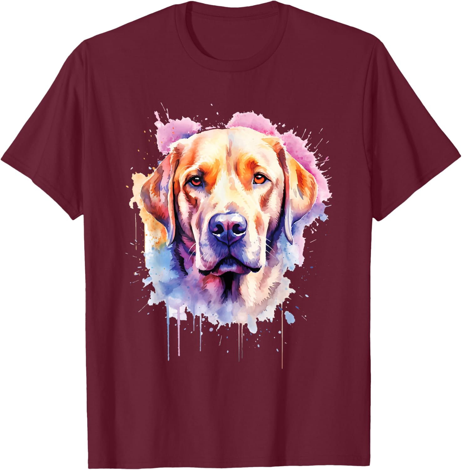 Colorful Labrador Splash Art - Dog Owner Pet Trainer Puppy T-Shirt - T-Shirt | Maroon