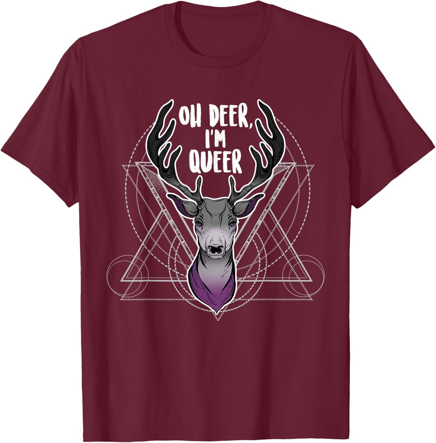 Asexual Oh Deer I'm Queer, Ace Pride Flag LGBT Festival Gay T-Shirt - T-Shirt | Maroon