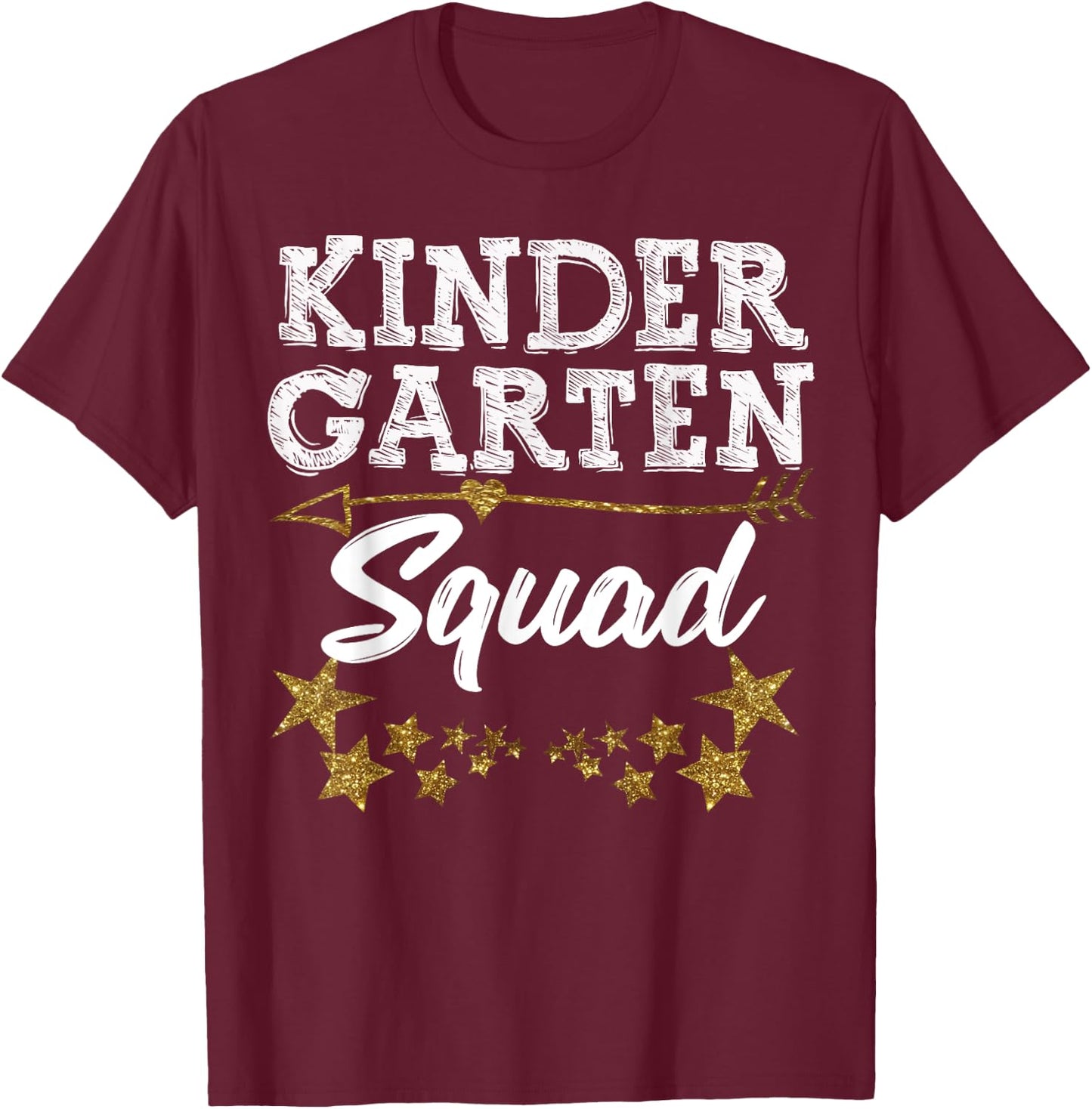 Kindergarten Squad Gold Star Fun Kids Back To School T-Shirt - T-Shirt | Maroon