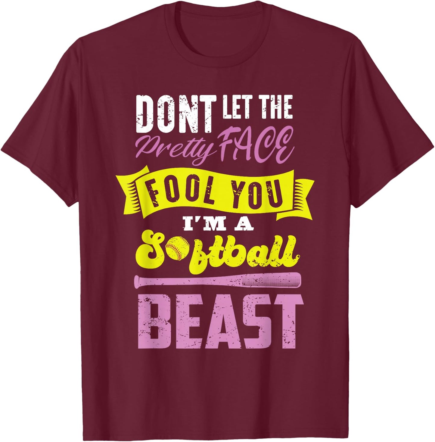 Funny Fastpitch Girls Catcher Softball Game Gift Women Kids T-Shirt - T-Shirt | Maroon
