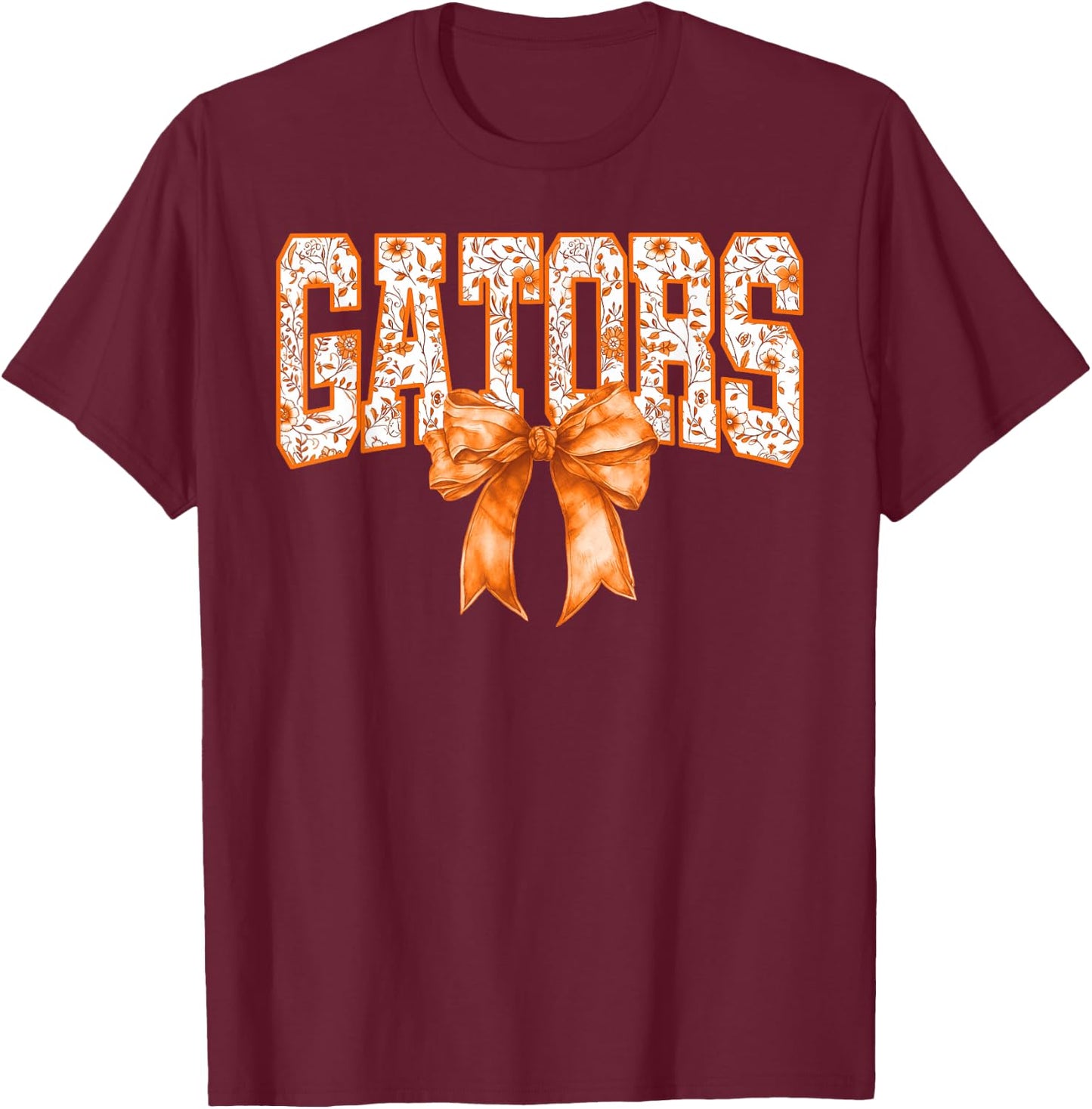 Gator Floral High School Sports Fan Team Spirit Mascot T-Shirt - T-Shirt | Maroon