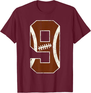 9th Birthday Football Lovers Bdy Boy 9 Year Old Girl T-Shirt - T-Shirt | Maroon