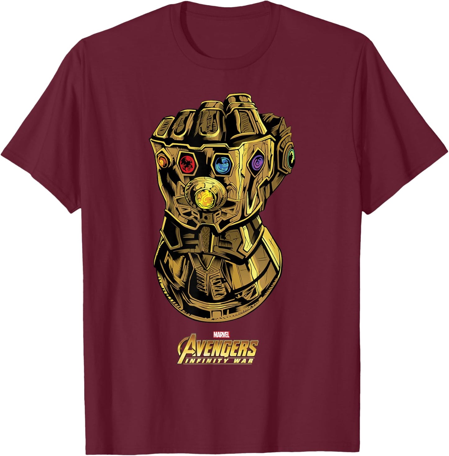 Marvel Avengers Infinity War Gauntlet Gems Graphic T-Shirt - T-Shirt | Maroon