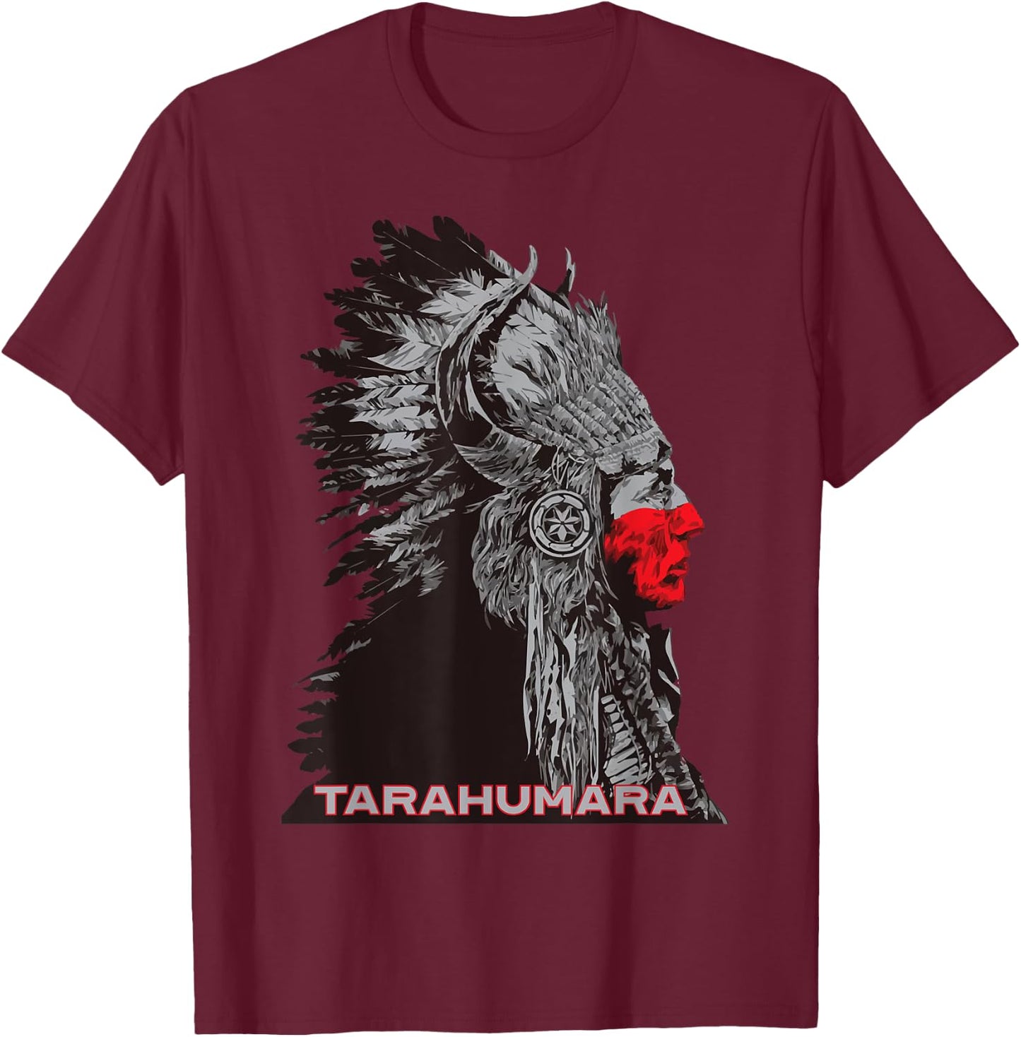Tarahumara Mexican Indian Proud Chief Vintage Respect T-Shirt - T-Shirt | Maroon