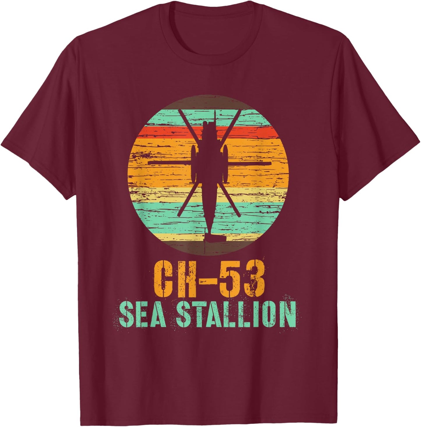 Vintage CH-53 Sea Stallion Helicopter Military Shirt T-Shirt - T-Shirt | Maroon