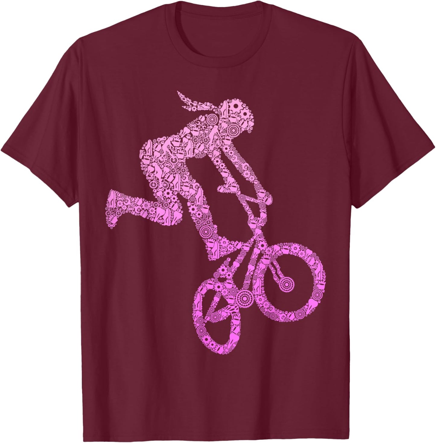 BMX Rider Girl Bike Bicycle Stunt Racing Kids Girls T-Shirt - T-Shirt | Maroon