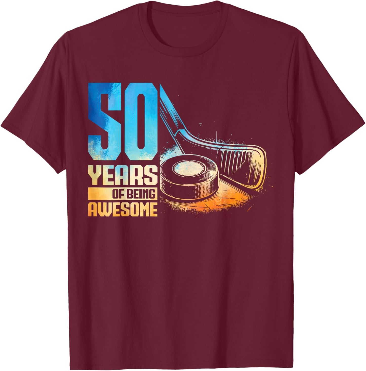 50th Birthday Men Icehockey Player Ice Hockey 50 Years Old T-Shirt - T-Shirt | Maroon