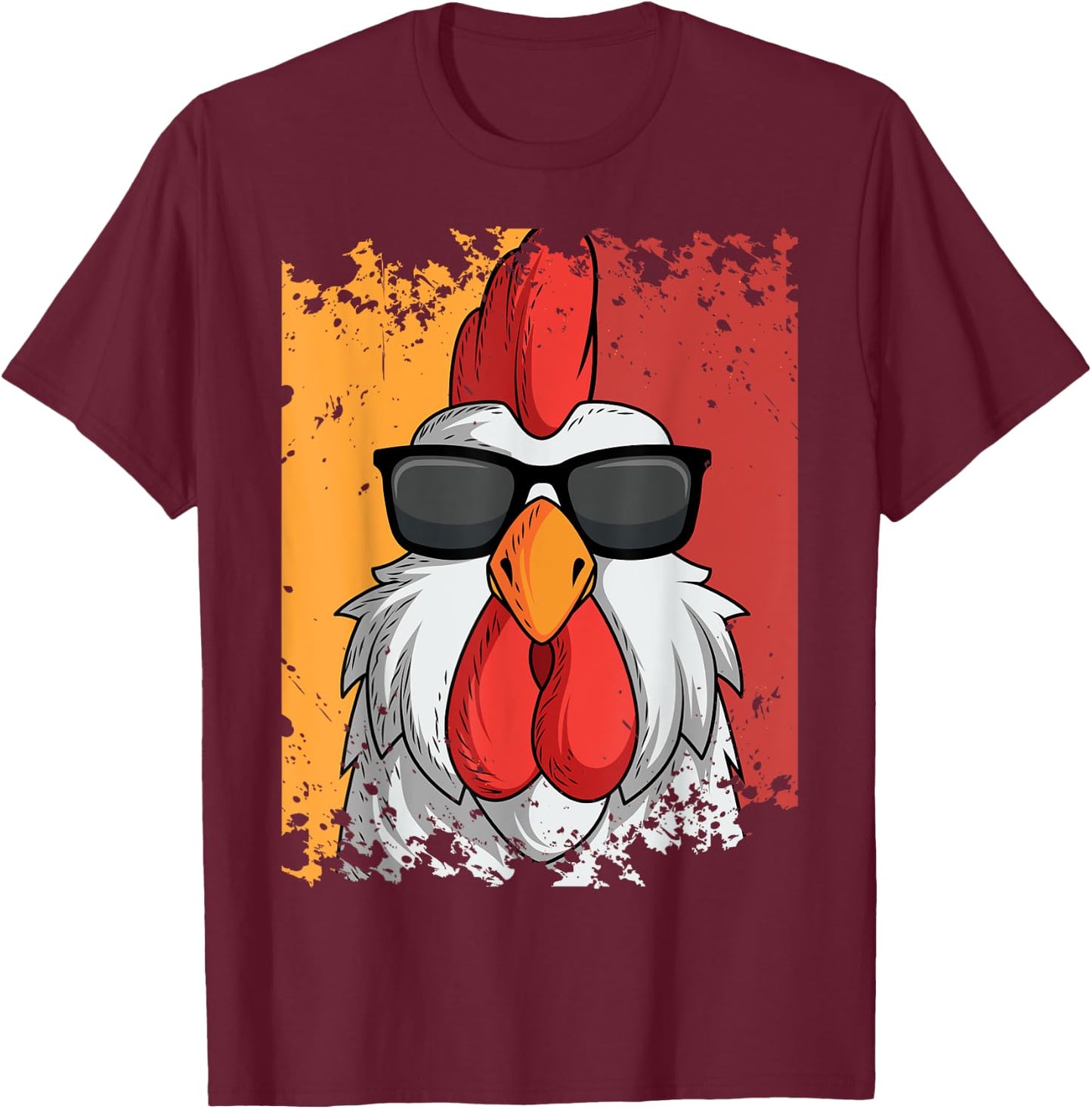 Rooster Retro Vintage Sunglasses Chicken Farm Poultry Lover T-Shirt - T-Shirt | Maroon