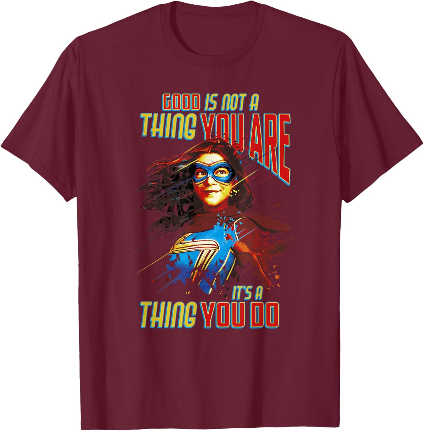 Marvel Ms. Marvel Good Is Not A Thing You Are Quote T-Shirt - T-Shirt | Maroon