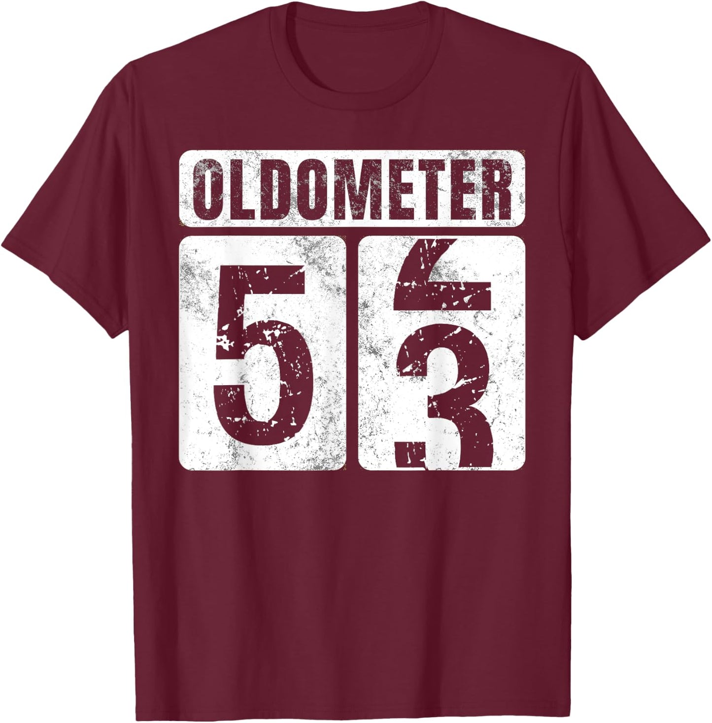 Oldometer 53 Shirt Vintage Funny 53rd Birthday Gift T-Shirt - T-Shirt | Maroon