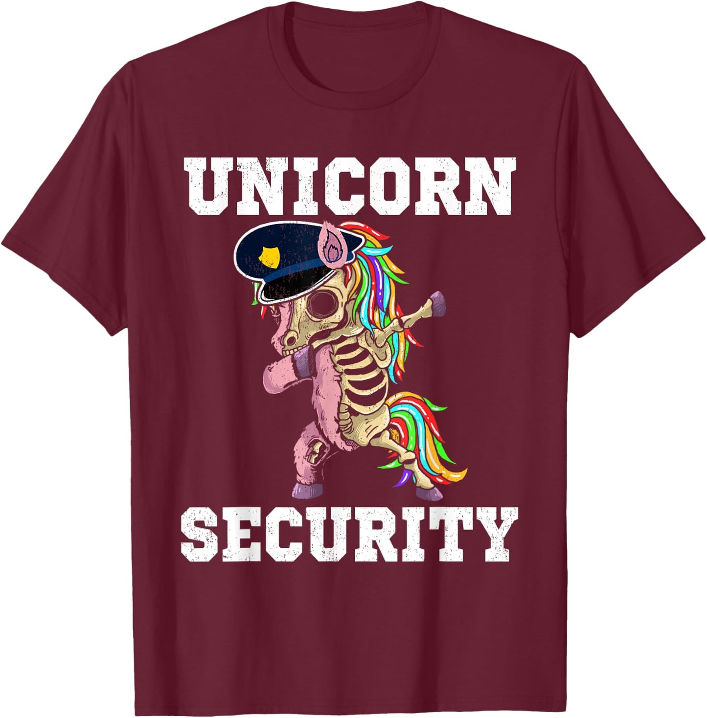 Unicorn Security Funny Unicorn Skeleton Dabbing Family Group T-Shirt - T-Shirt | Maroon