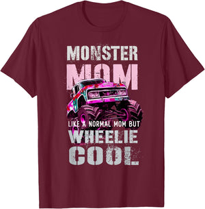 Vintage MONSTER Truck MOM Like Normal Mama of Boy Momster T-Shirt - T-Shirt | Maroon