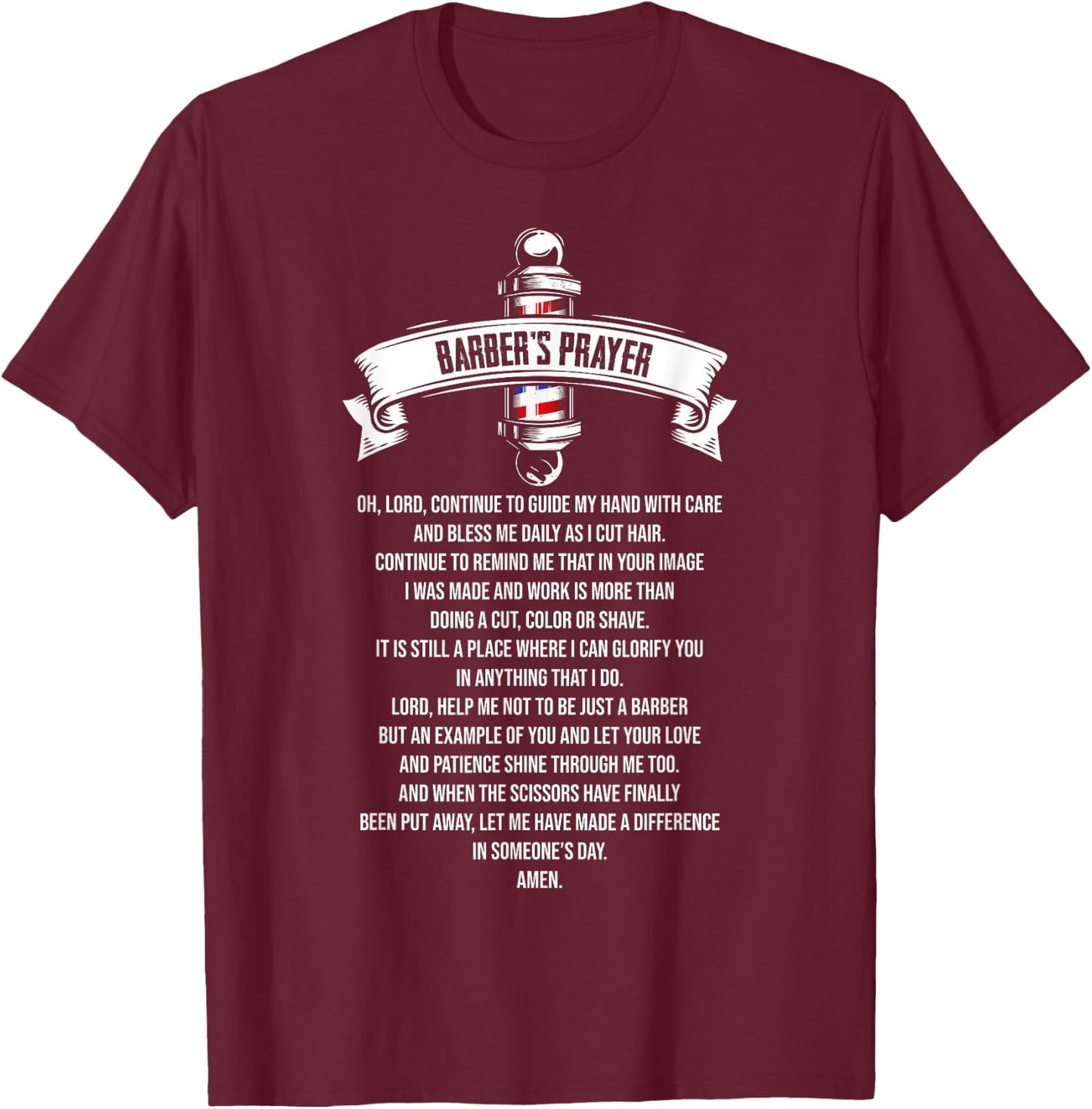 Barber's Prayer Barbershop Men's Religious Hairdresser T-Shirt - T-Shirt | Maroon