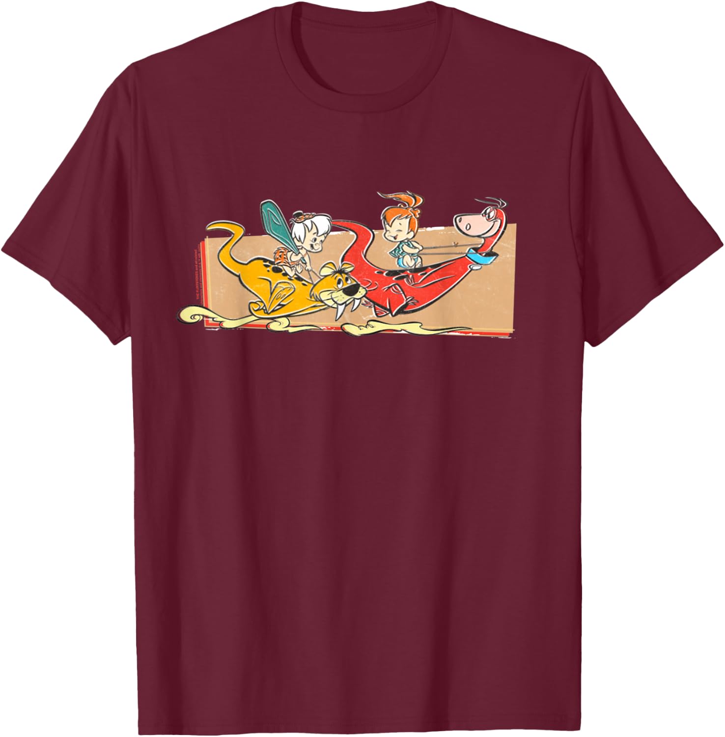 The Flintstones Pebbles and Bam Bam Race T-Shirt - T-Shirt | Maroon