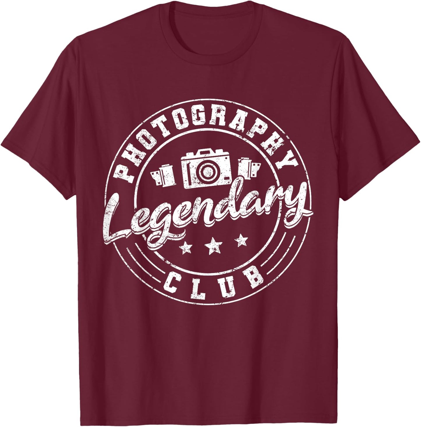 Photography Camera Lens Retro Legendary Photography Club T-Shirt - T-Shirt | Maroon