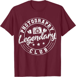 Photography Camera Lens Retro Legendary Photography Club T-Shirt - T-Shirt | Maroon