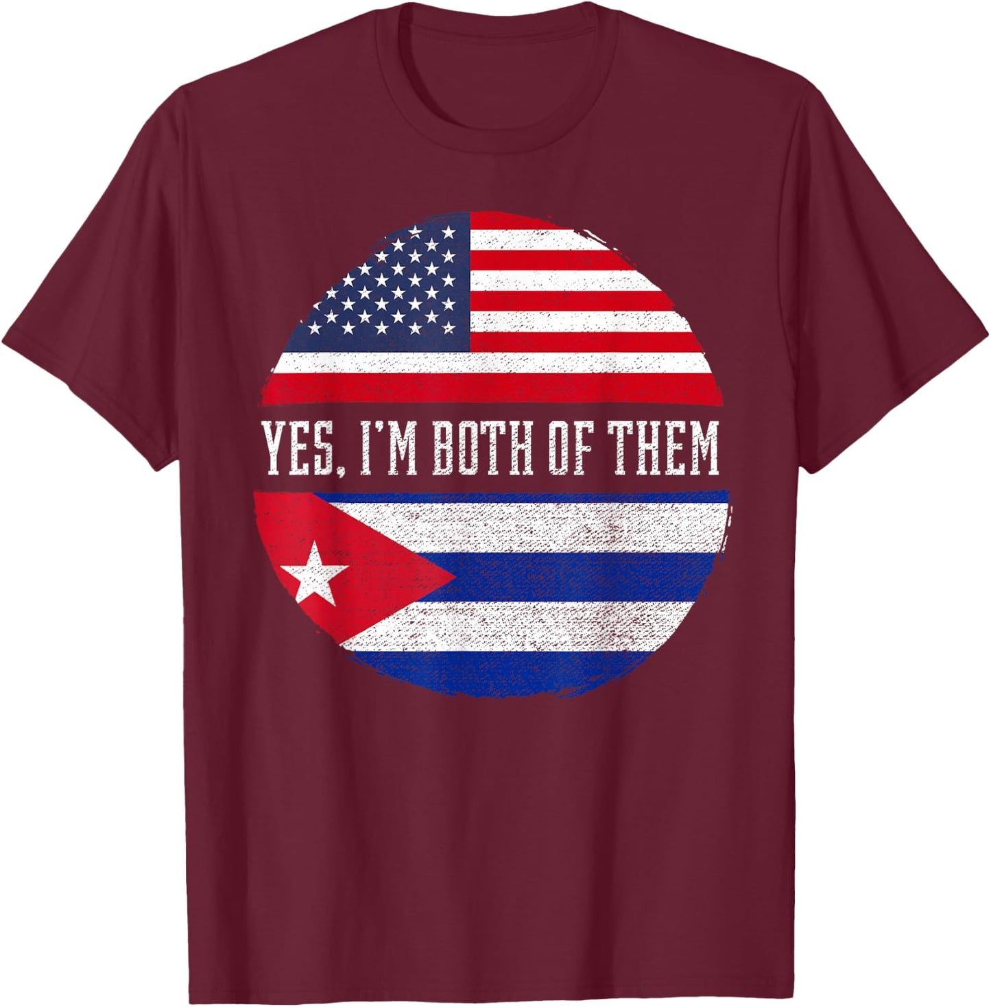 Half American Half Cuban USA Flag Cuba Heritage DNA T-Shirt - T-Shirt | Maroon