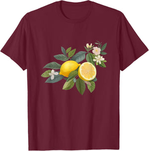 Cute Lemon Botanical Gardening Summertime Vintage-Style T-Shirt - T-Shirt | Maroon