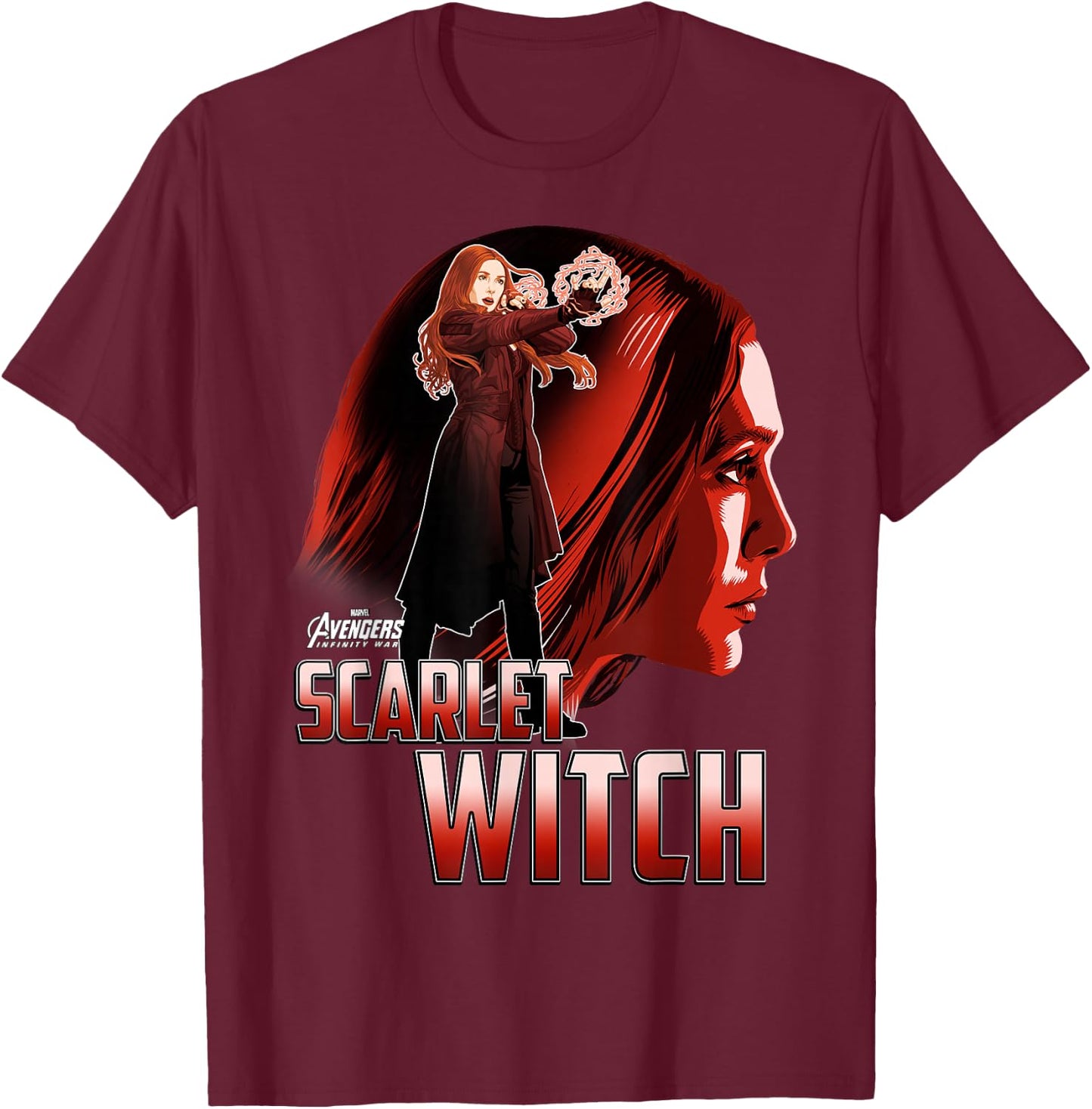 Marvel Infinity War Scarlet Witch Profile Graphic T-Shirt - T-Shirt | Maroon