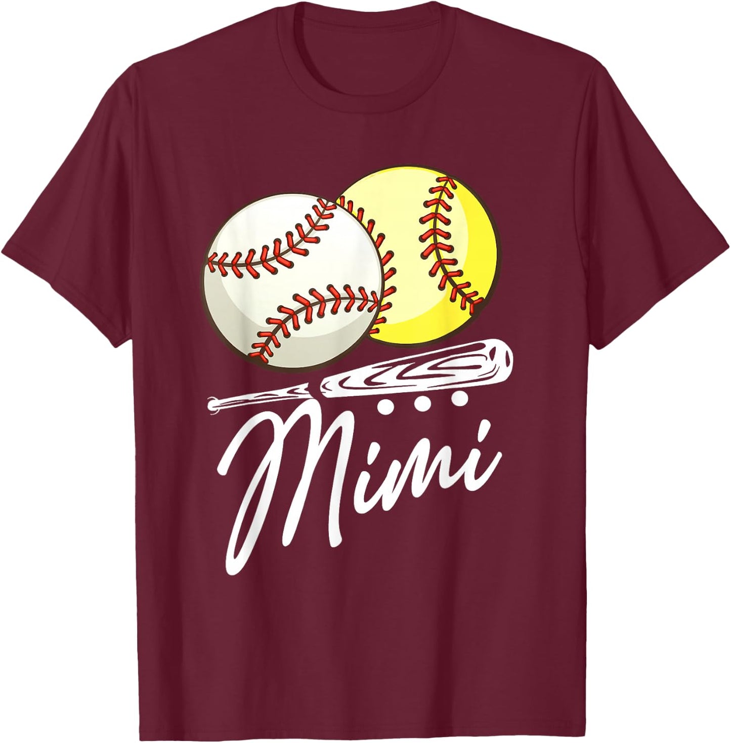 Ball Mimi Baseball Softball T-Shirt - T-Shirt | Maroon